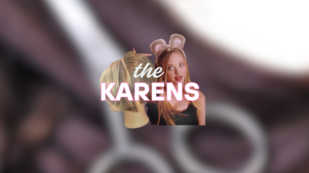 Mom with a short bob haircut alongside references to Karen Smith from Mean Girls and Vector from Despicable Me