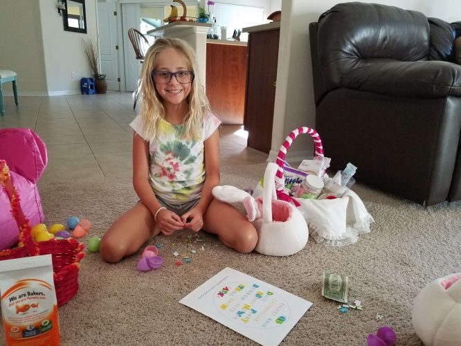 Gianna with her foam letter search.