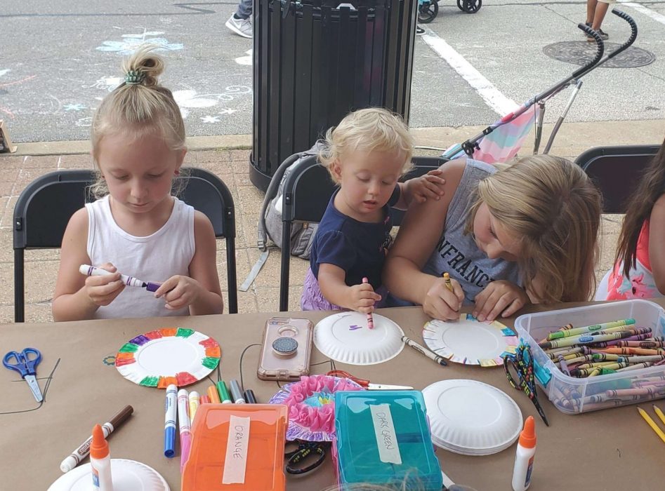 Girls making crafts