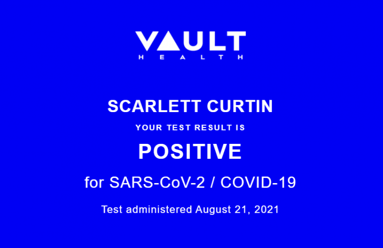 Scarlett's COVID Test Results